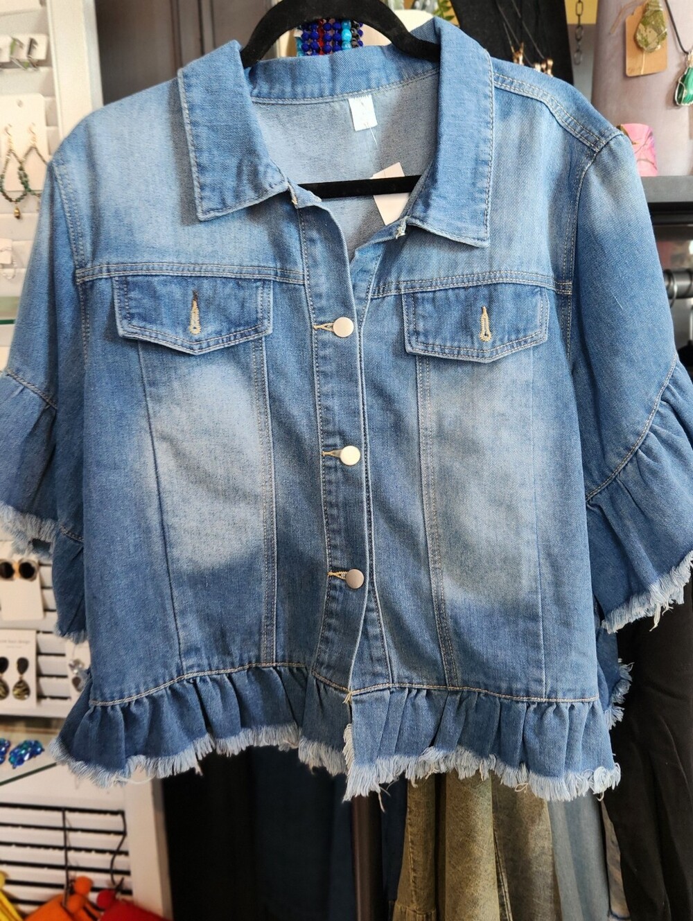 Frayed Hem Denim Jacket